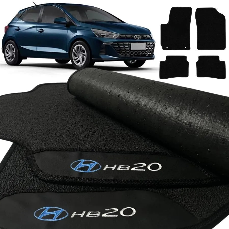 TAPETE BORRACHA PREMIUM HB20 2020 A 2025 4 PEÇAS