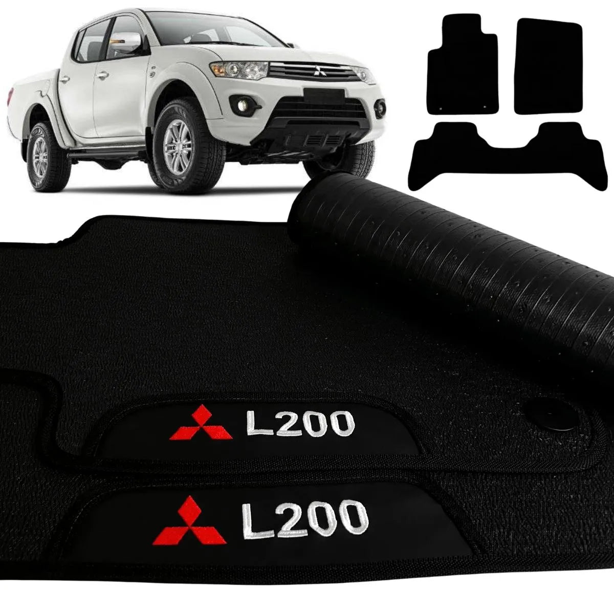 TAPETE BORRACHA PREMIUM L200 TRITON 2005 A 2017 3 PEÇAS