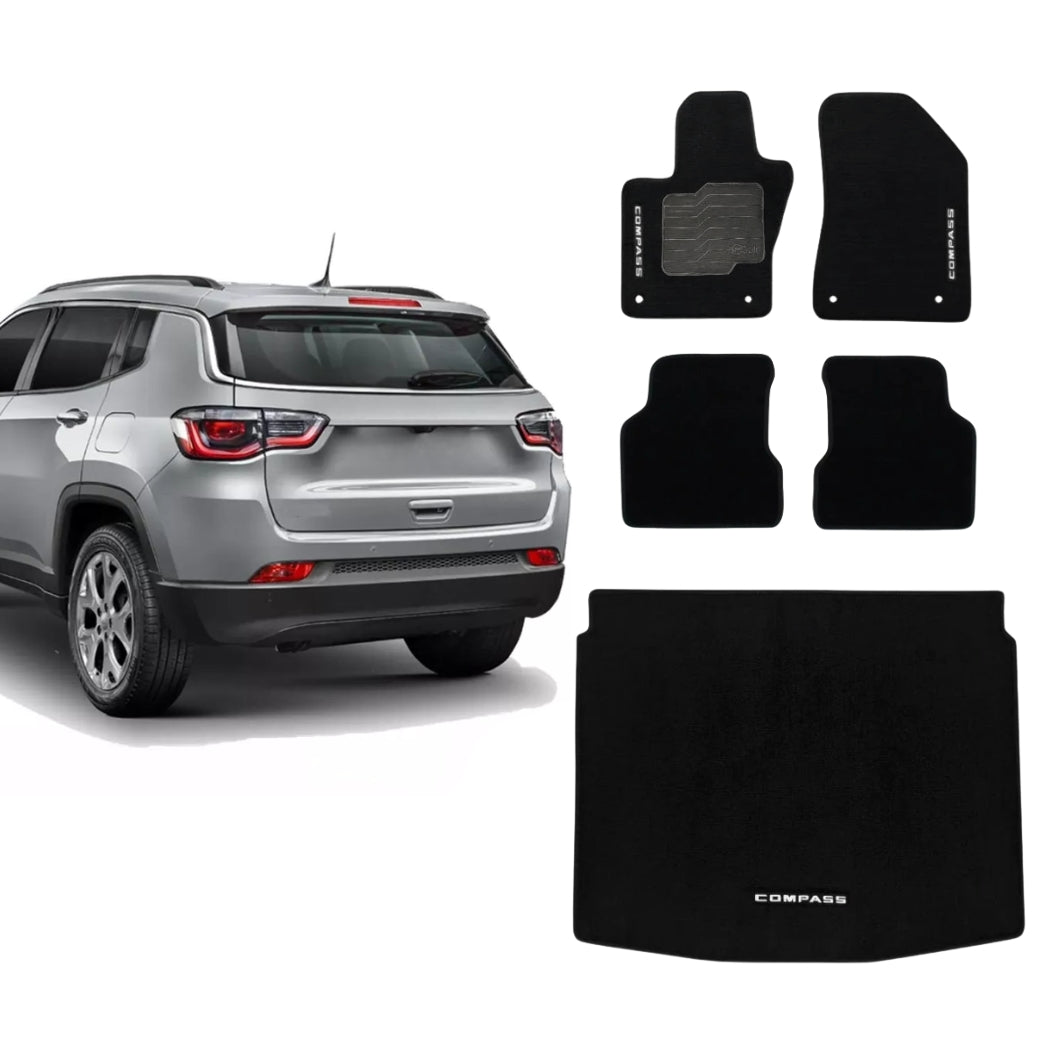 KIT TAPETES CARPETE PORTA MALAS + INTERNOS COMPASS 2016 A 2024