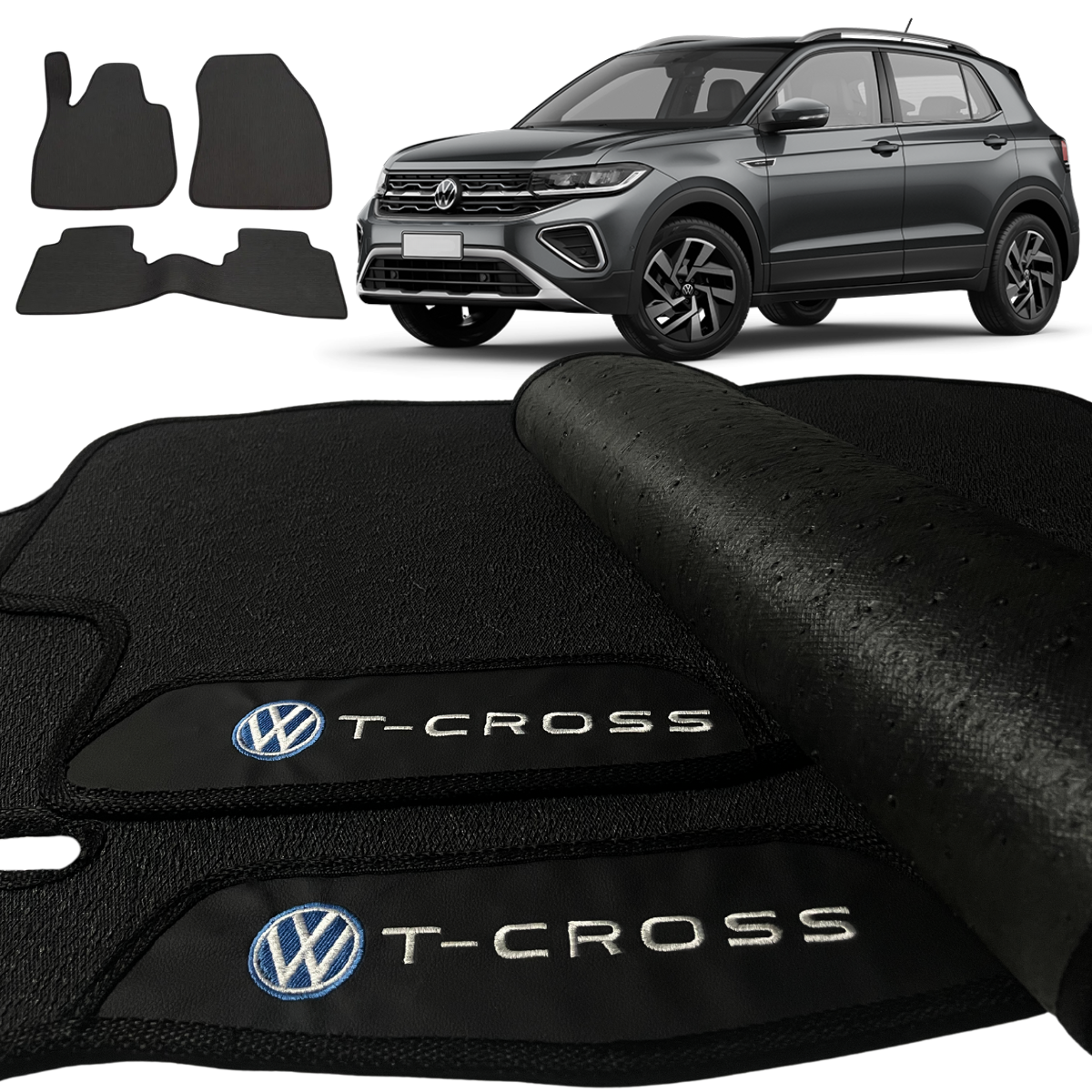TAPETE BORRACHA PREMIUM T-CROSS 2018 A 2024 3 PEÇAS